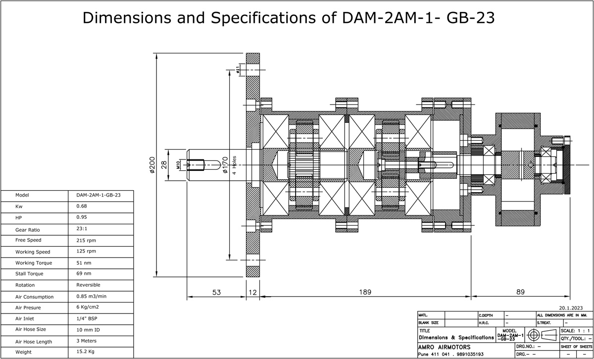 Vane Air Motors with Planetory Gear Box