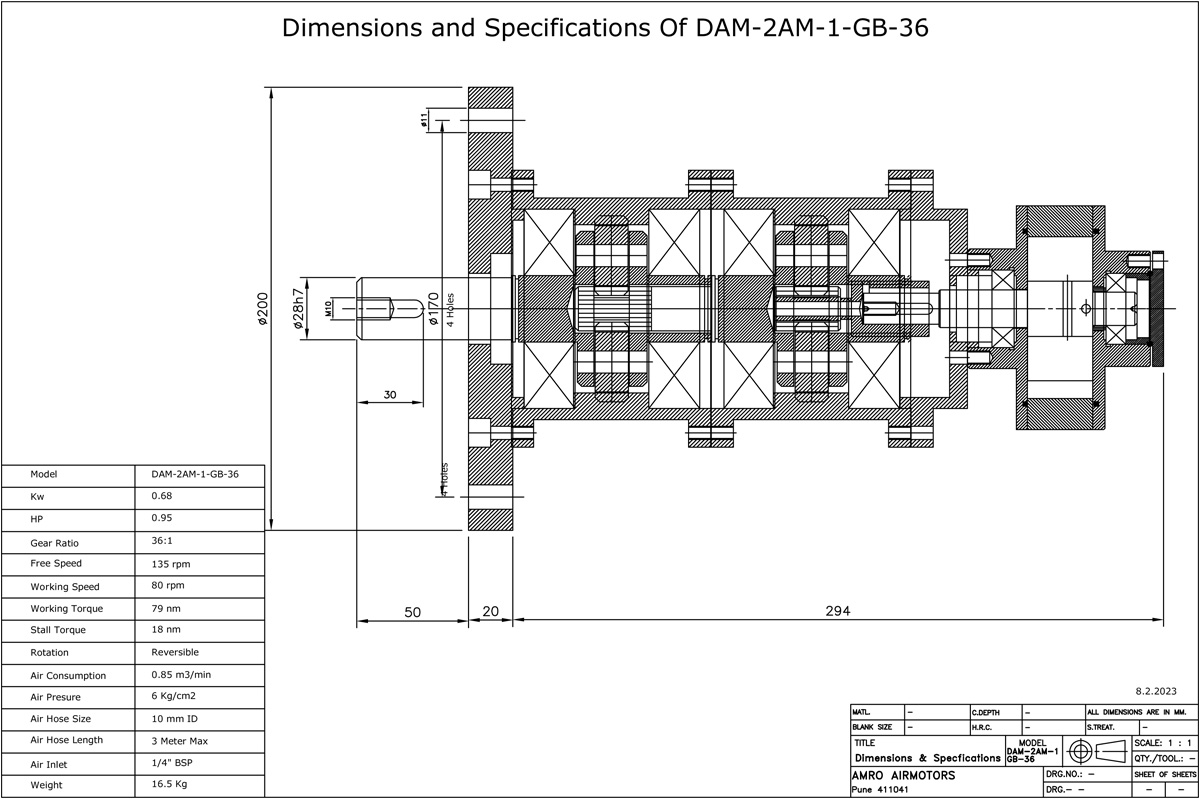 Vane Air Motors with Planetory Gear Box