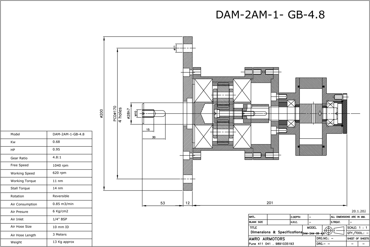 Vane Air Motors with Planetory Gear Box