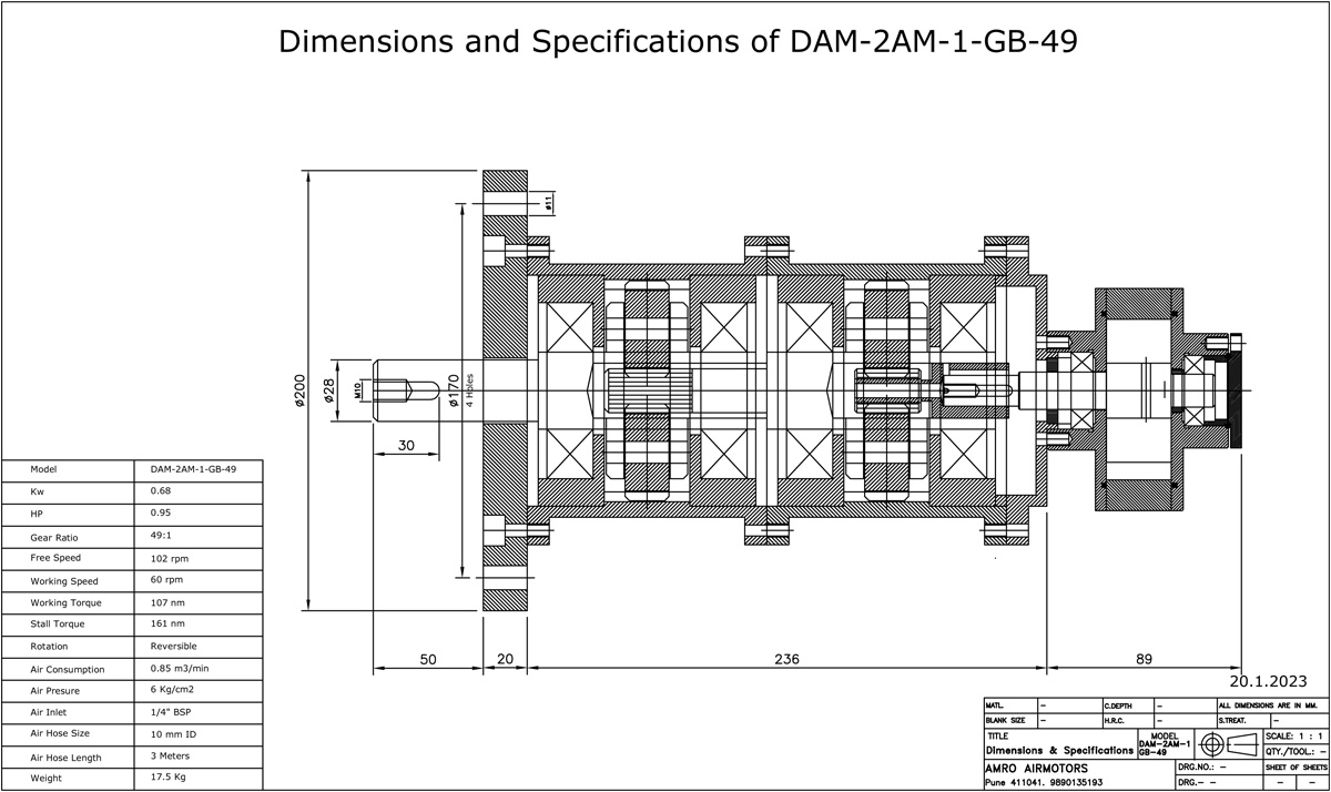 Vane Air Motors with Planetory Gear Box
