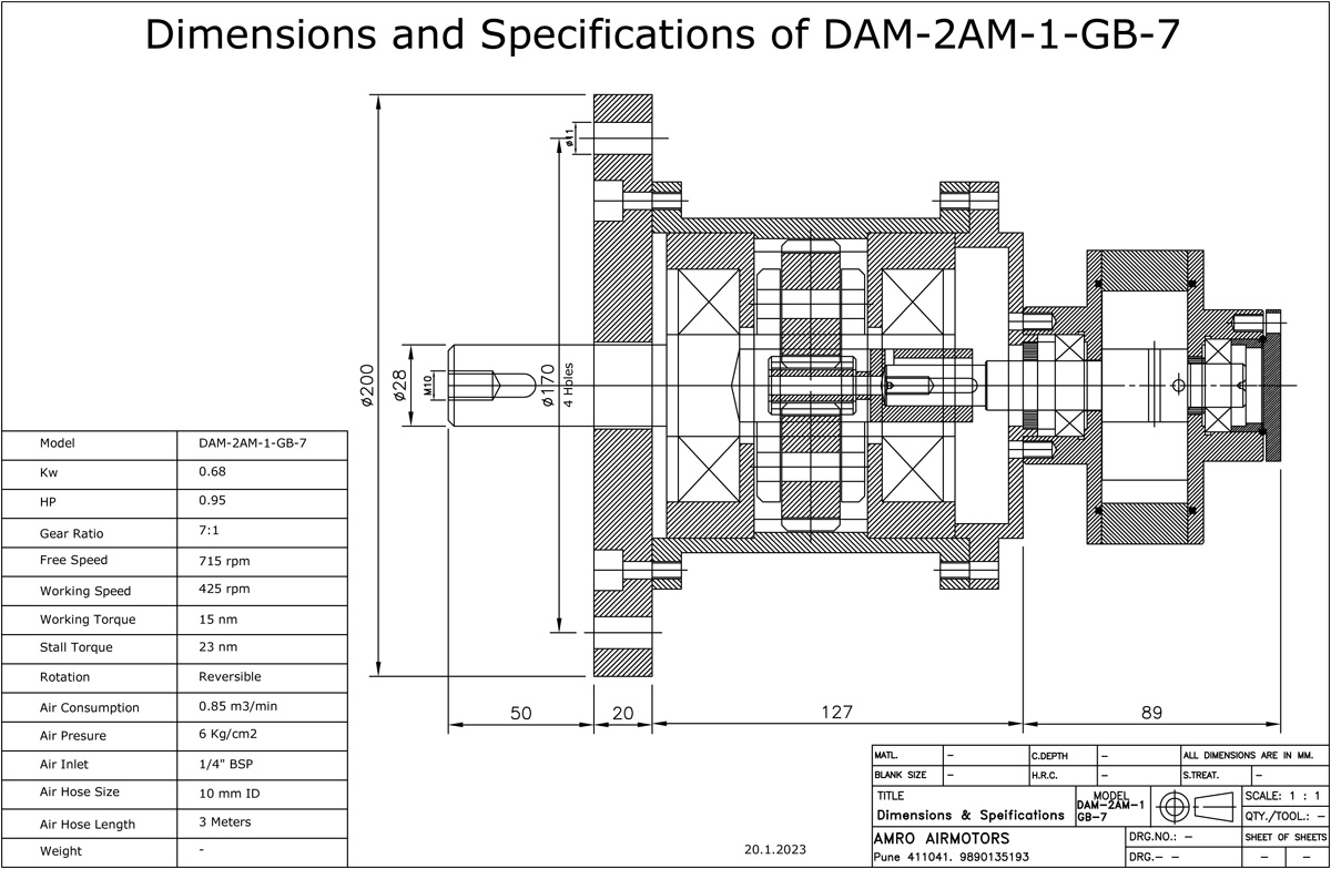 Vane Air Motors with Planetory Gear Box