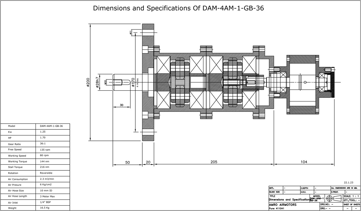 Vane Air Motors with Planetory Gear Box