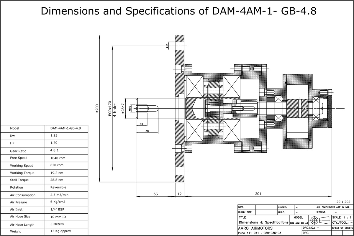 Vane Air Motors with Planetory Gear Box