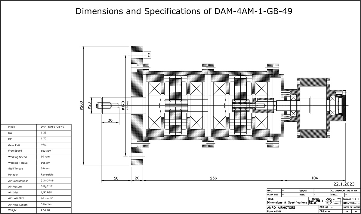 Vane Air Motors with Planetory Gear Box