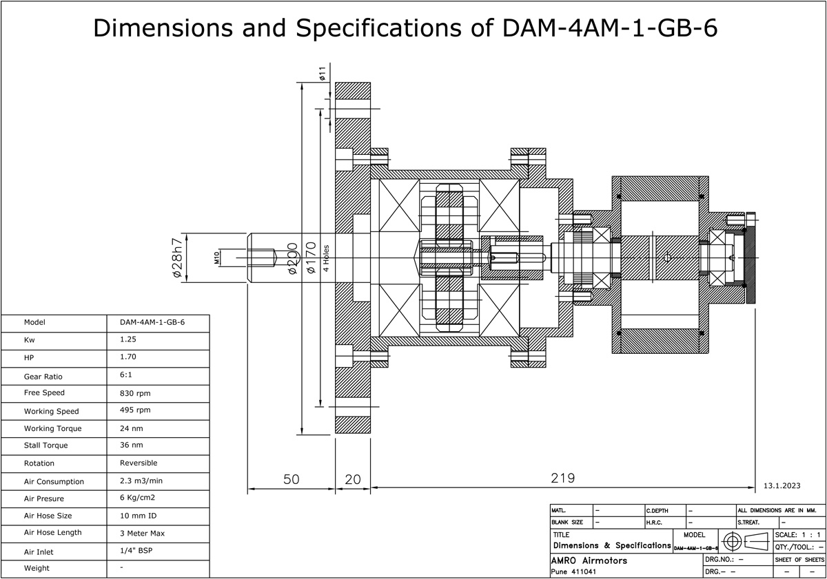 Vane Air Motors with Planetory Gear Box