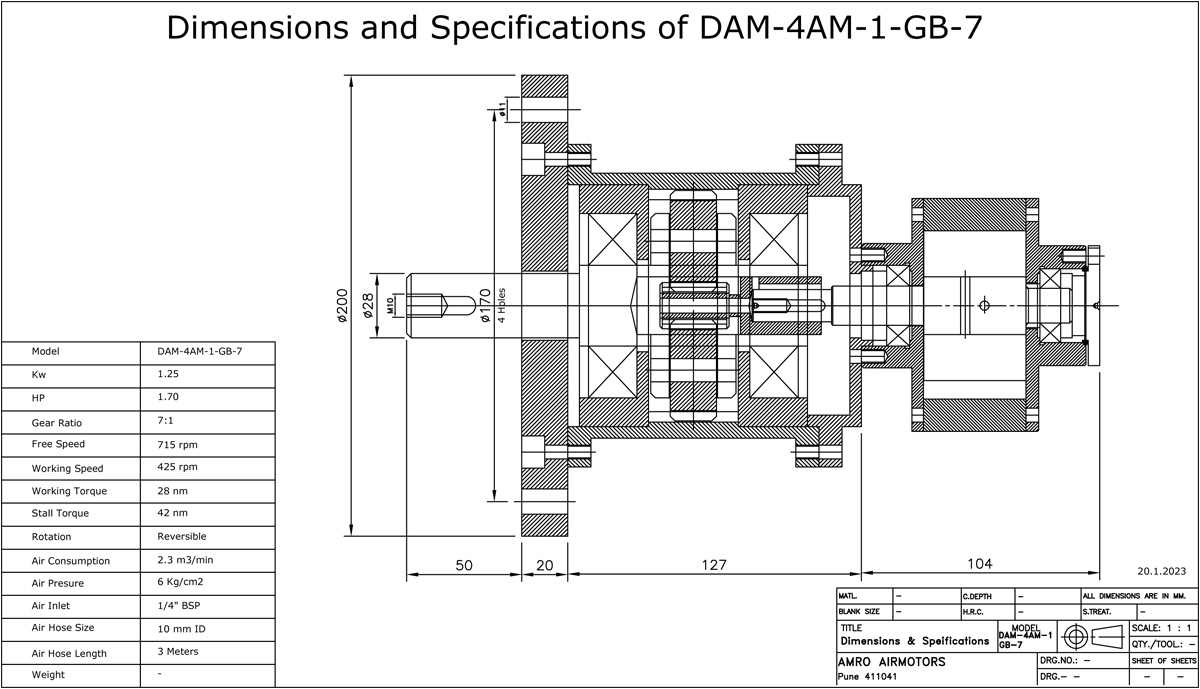 Vane Air Motors with Planetory Gear Box
