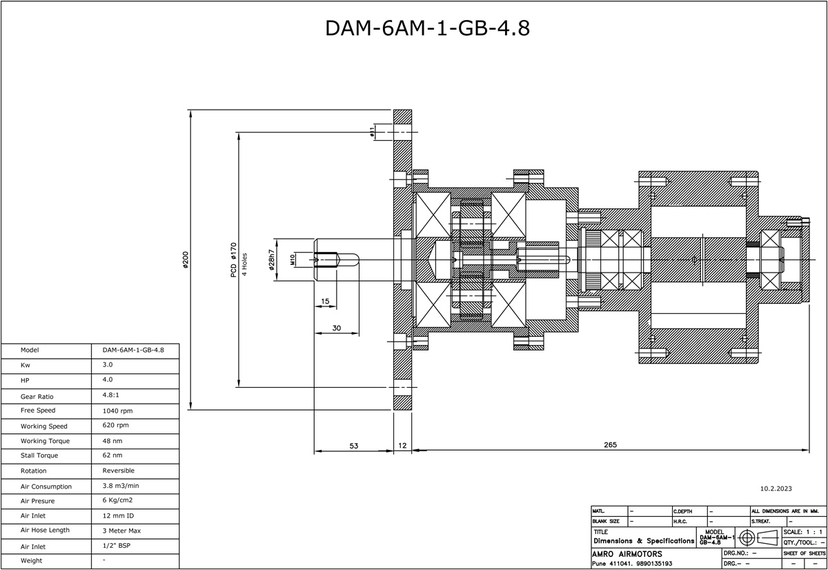 Vane Air Motors with Planetory Gear Box